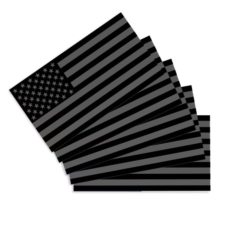 CANTENDO 5Pcs Black American Flag Decal Sticker Heavy Duty US Flags Reflective Vinyl Car Stickers for Car Window Bumper Waterproof Sticker 25 x 45 Inch - Image 3