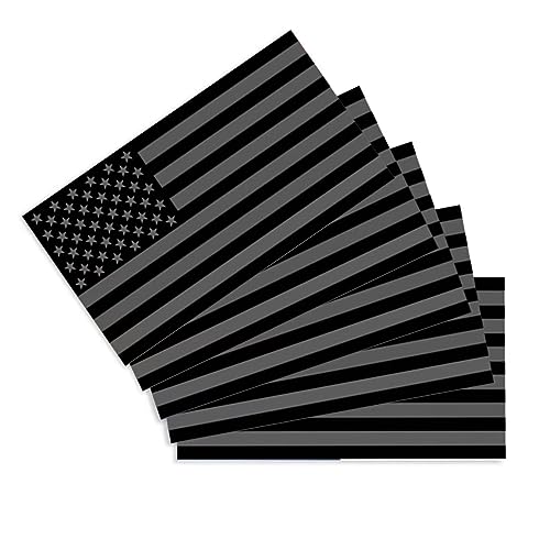 CANTENDO 5Pcs Black American Flag Decal Sticker Heavy Duty US Flags Reflective Vinyl Car Stickers for Car Window Bumper Waterproof Sticker 25 x 45 Inch - Image 1