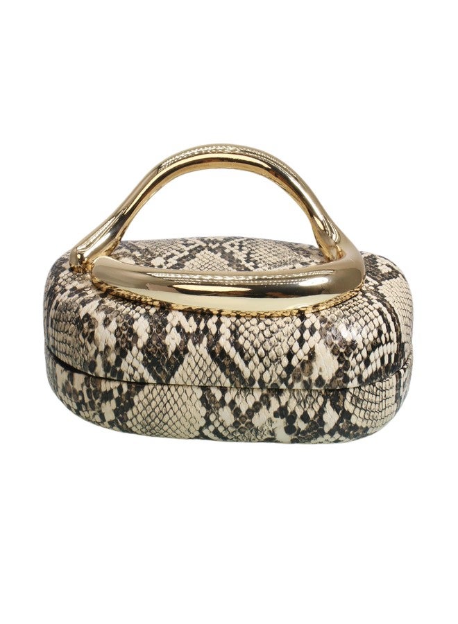 DEBIMY Women Woven PU Leather Clutch Box Metal Handle Evening Bag Trendy Leather Handbag Weave Shoulder Purse for Causal, Medium, Faux Leather - Image 5
