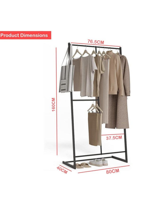 Lukzer حامل الملابس المعدني متعدد الطبقات من لوكزر مع استقرار عالي، رف عرض قائم مزدوج للأرض، للمتجر، المنزل (أسود/160x80x40 سم) - Image 5