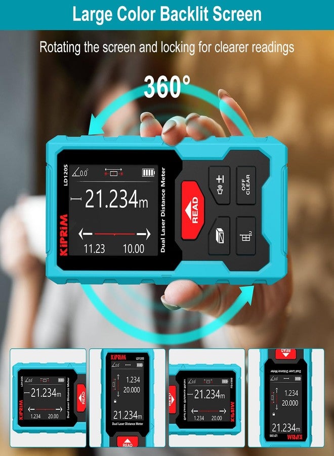 Kiprim LD120S Dual Laser Distance Meter,393ft/120m,Electronic Level,DIY - Image 5