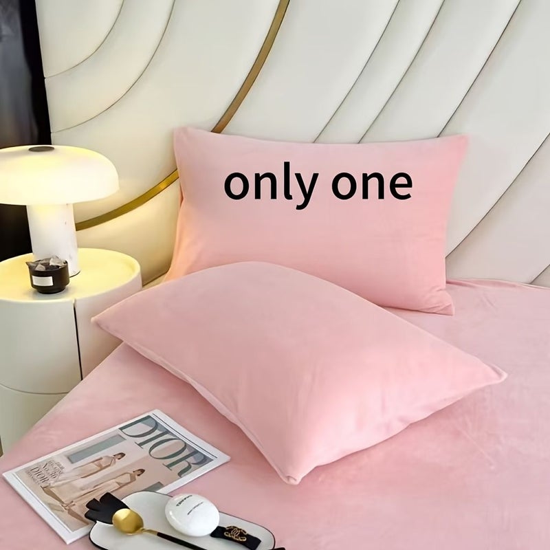 Milk Velvet Pillowcase Skin Friendly Warm Standard Size 19.69 By 25.98 Inches Pink Color Includes 1 Pillowcase Available In 5 Colors - Image 5