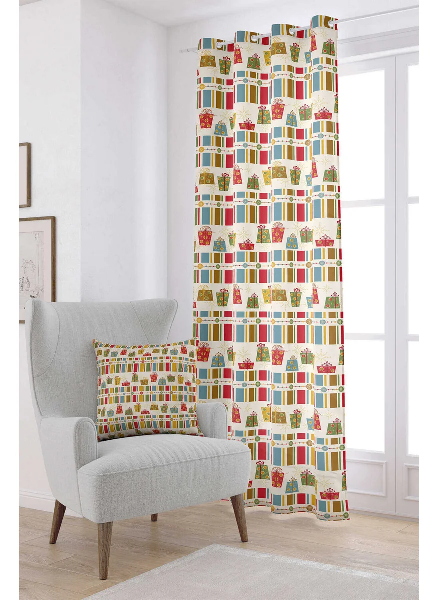 Cango Home Red Green New Year Themed Digital Printed Curtain CGH847-PR