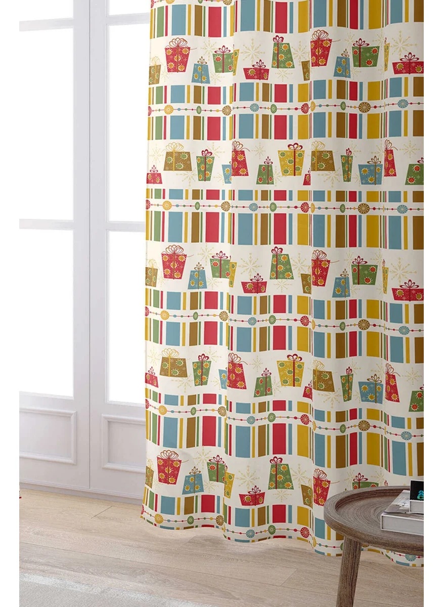 Cango Home Red Green New Year Themed Digital Printed Curtain CGH847-PR