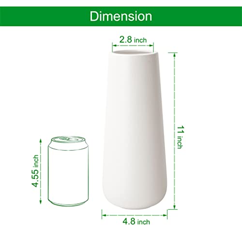 D'vine Dev 11 Inch Ceramic Flower Vase Textured Finishing, Minimalist Design for Kitchen, Bedroom, Living Room, Centerpieces, Office, Ivory, VS-XH-A-2 - Image 3