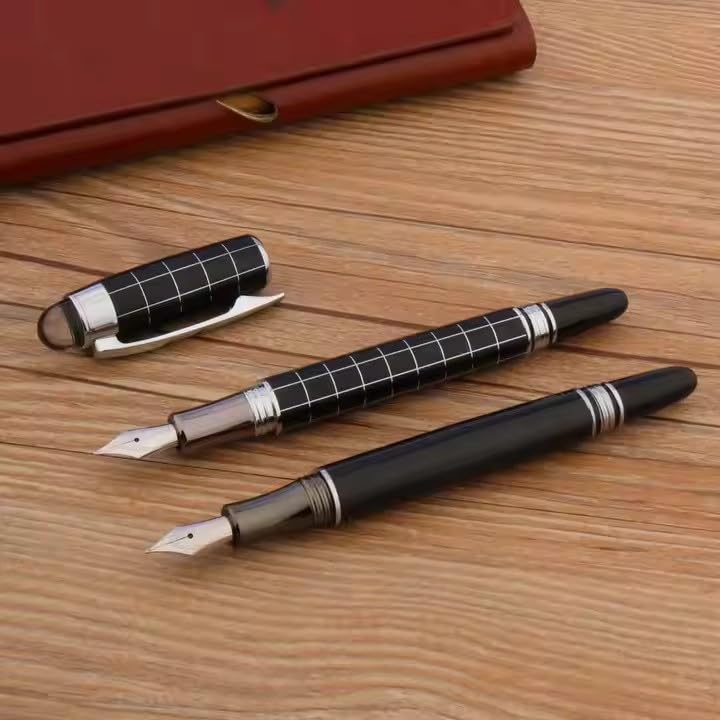 Goldleaf Baoer 79 Starwalker Combo Fountain Pen Silver Trim Checked Gift - Image 1