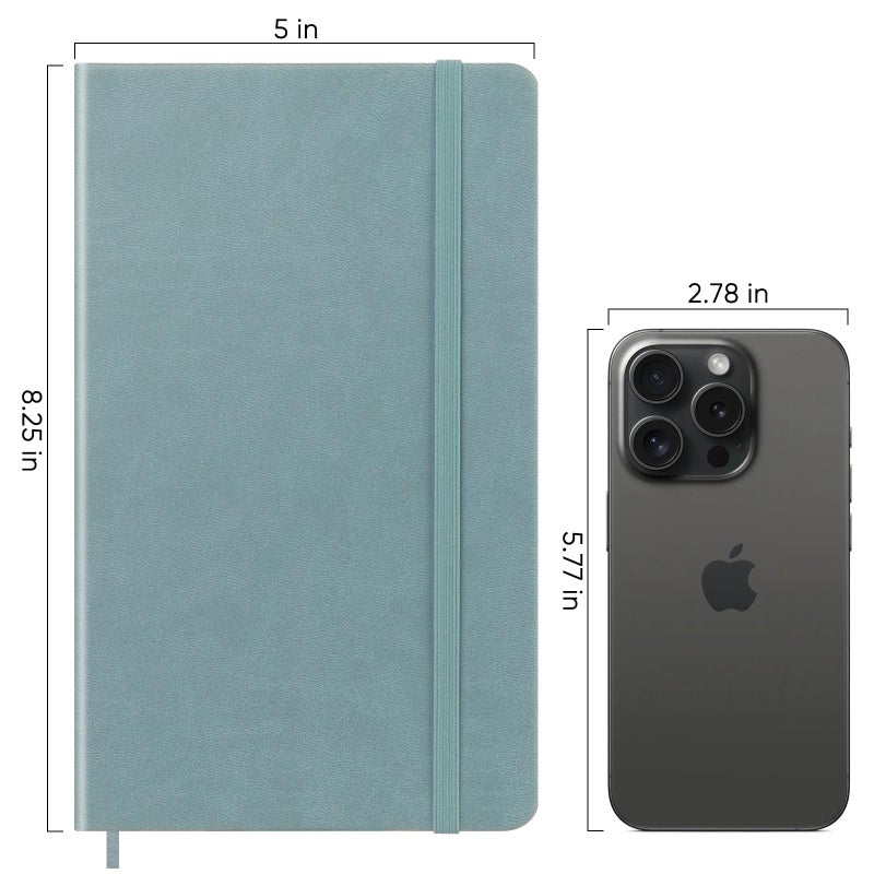 Wiisdatek Notebook Journal, Lined Leather Hard Cover,100Gsm Thick Paper with Inner Pocket for Writing Note Taking Office School,5"Ã—8.25"(Light blue) - Image 4