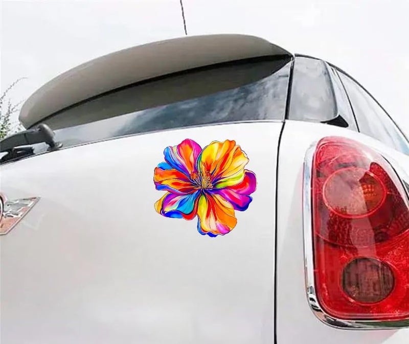 MAKTEM One Large Rainbow Hologrpahic Flower Car Decal, Waterproof Removable Flower Sticker for Bumper Window Panel Trunk, Peel and Stick on Car Vehicle Truck Window Laptop 1PC (One Rainbow) - Image 1