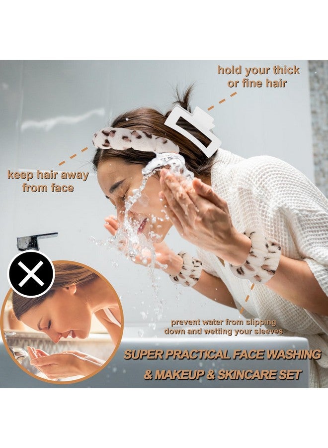 Canitor Spa Headband Wrist Bands Set With Hair Clips Skincare Headband For Washing Face Non Slip Puffy Terry Cloth Makeup Headband Cute Women Teen Girls Gifts Trendy Stuff Hair Accessories - Image 2