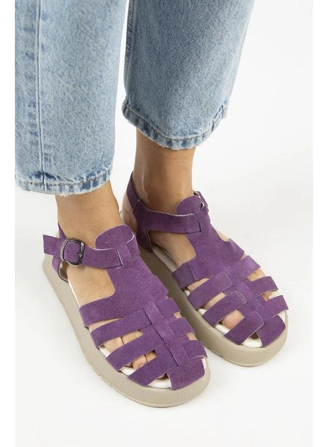 Manijero  Rosa Women's Genuine Leather Buckle Multi‑Strap Purple Vizon Sandal for Women | Best Price UAE