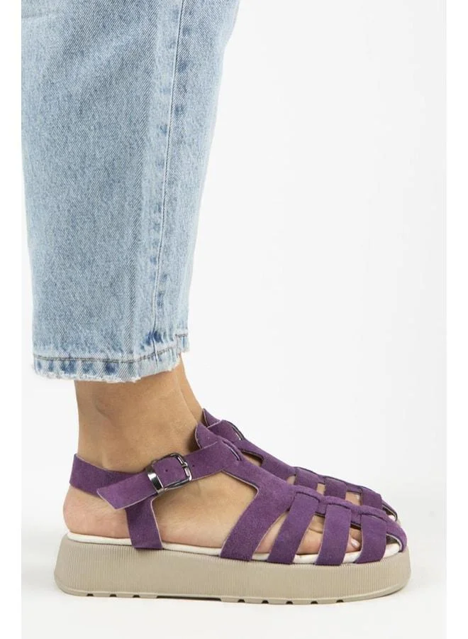 Manijero  Rosa Women's Genuine Leather Buckle Multi‑Strap Purple Vizon Sandal for Women | Best Price UAE