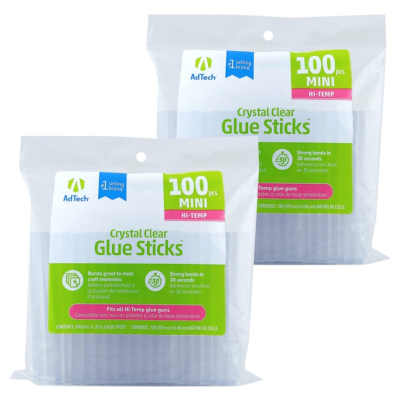AdTech High Temp Mini Hot Glue Sticks, 4-Inch, 200-Count (2-Pack) | Strong Bond for Crafting, DIY & Repairs | Works with Hi-Temp Mini Glue Guns | Made in the USA - Image 1