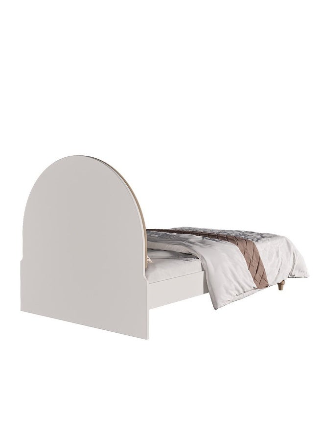 DANUBE HOME سرير كراميل 120X200 مع رأس سرير مبطن - سرير غرفة نوم ملكي أنيق مع راحة فاخرة وتصميم حديث - أبيض وبني - Image 4