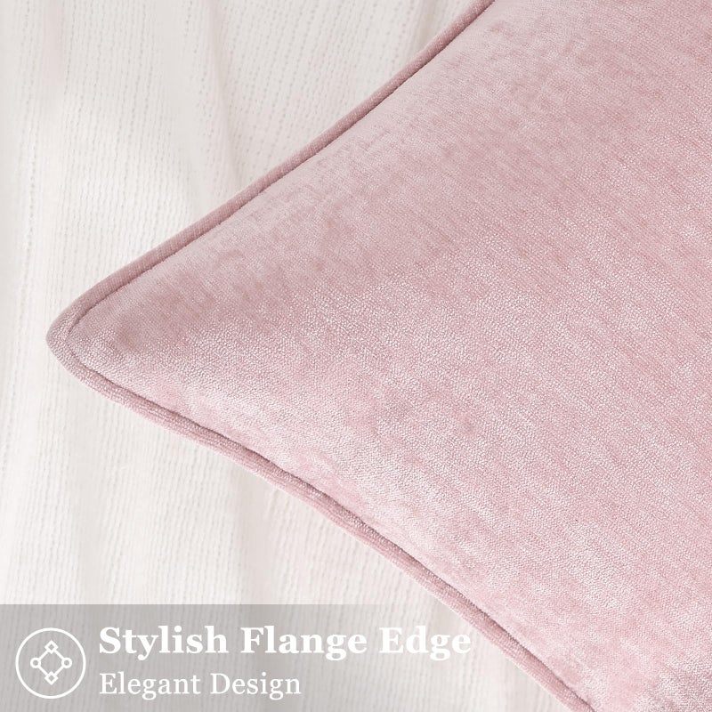decorUhome Spring Couch Throw Pillow Covers 12x20 Set of 2, Decorative Soft Velvet Modern Cozy Chenille Lumbar Pillow Cases with Elegant Design for Sofa Bed Living Room Valentines Decor, Blush Pink - Image 3
