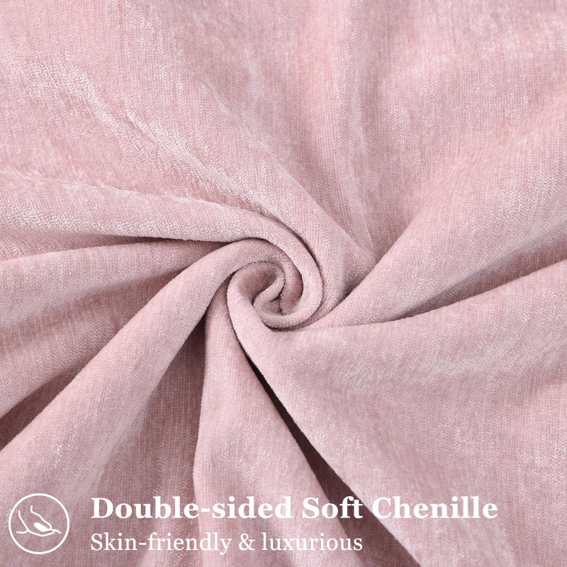decorUhome Spring Couch Throw Pillow Covers 12x20 Set of 2, Decorative Soft Velvet Modern Cozy Chenille Lumbar Pillow Cases with Elegant Design for Sofa Bed Living Room Valentines Decor, Blush Pink - Image 2