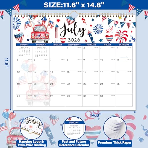 Coboll 2026 Calendar - Wall Calendar 2026, January 2026 - December 2026 Wall Calendar, 14.8'' x 11.6'', with Julian Dates, Hanging Hole, Thick Paper - Image 3