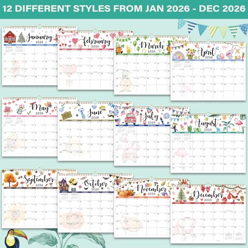 Coboll 2026 Calendar - Wall Calendar 2026, January 2026 - December 2026 Wall Calendar, 14.8'' x 11.6'', with Julian Dates, Hanging Hole, Thick Paper - Image 5