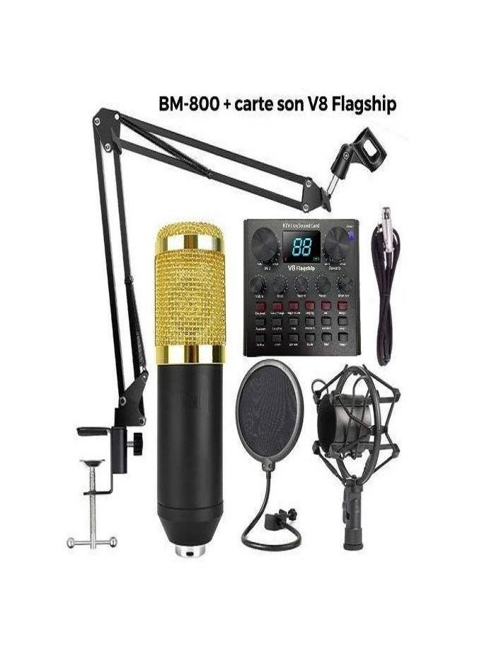 LIVVY - Professional Studio Microphone Set – V8 Sound Card, Adjustable Stand, Shock Mount, Pop Filter & More – Perfect for Recording, Streaming & Podcasting 🎧 - Image 1