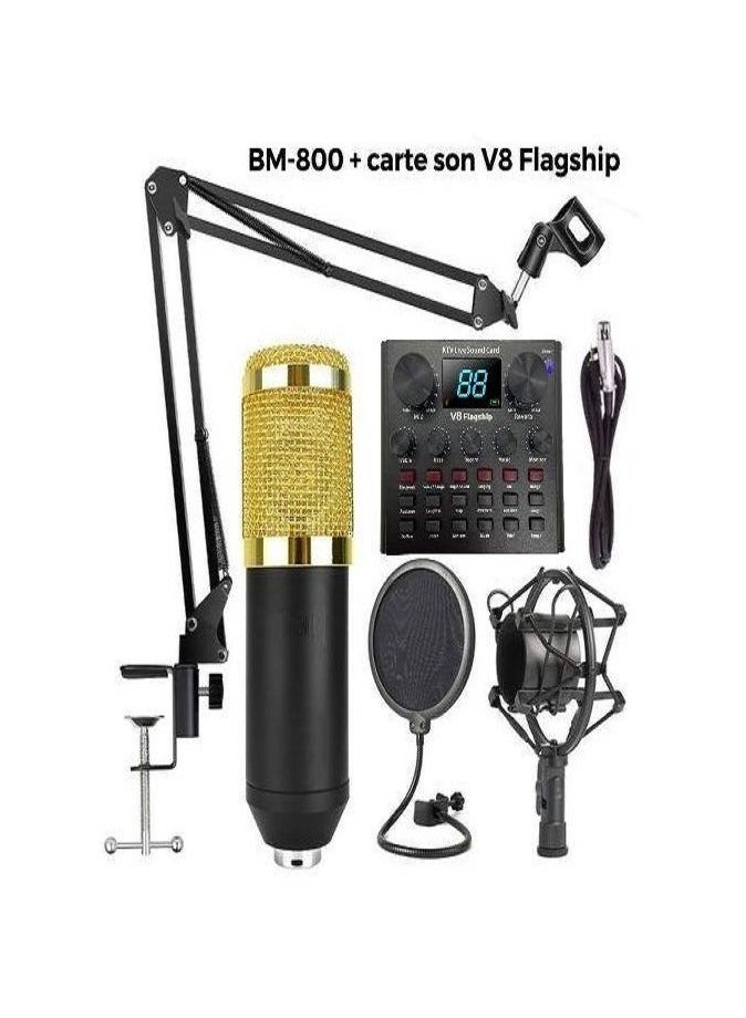 LIVVY Professional Studio Microphone Set – V8 Sound Card, Adjustable Stand, Shock Mount, Pop Filter & More – Perfect for Recording, Streaming & Podcasting 🎧  - Image 4