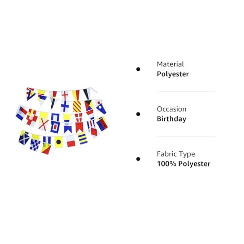 Flaglink International Marine Navy Signal Code Flag Set Of 40 Flags 8x12 inches - Length 40 Fts - Nautical Maritime Boat Ship Vessel Nautical Theme Decoration For Patry - Image 3