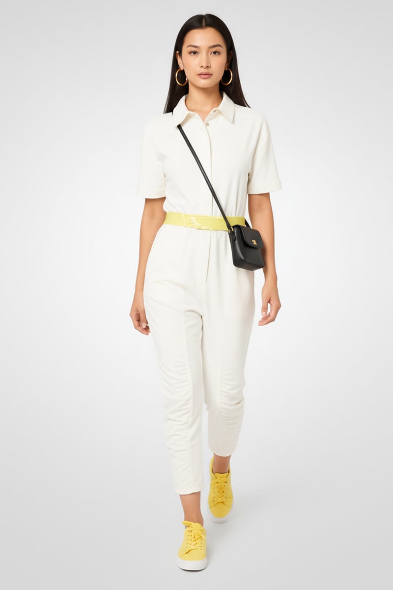 STELLA MCCARTNEY Women Plain Short Sleeve Jumpsuit, Off White - Image 1