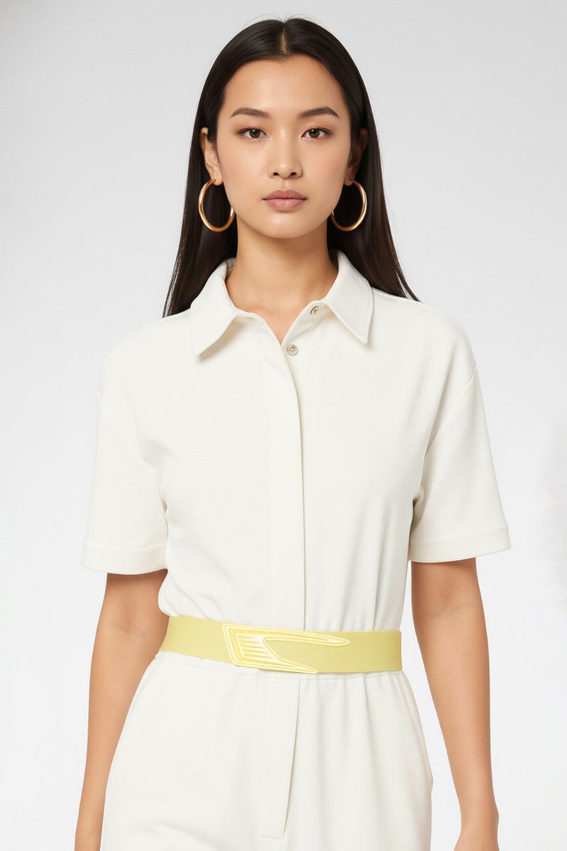 STELLA MCCARTNEY Women Plain Short Sleeve Jumpsuit, Off White - Image 2