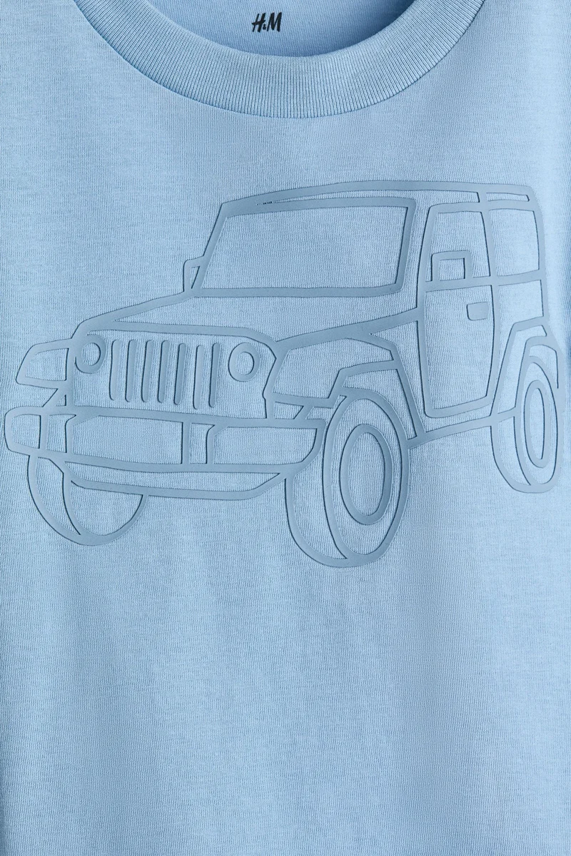 اتش اند ام تي-شيرت قطني بطبعة