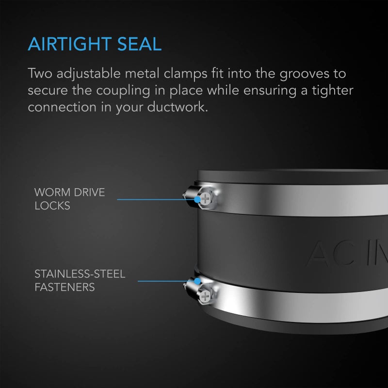 AC Infinity Noise Reduction Clamp 6-Inch, Duct Coupler with Stainless Steel Clamps, Flexible Rubber Coupling for Inline Fans and Carbon Filters in Growing and HVAC - Image 3