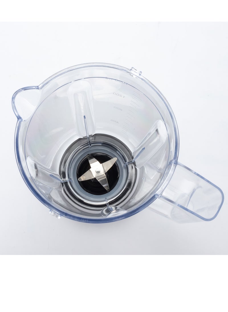 KHIND Blender BL 1542 ، كامل مع دورق سعة 1.5 لتر وراحة 2 من إعدادات السرعة. بالإضافة إلى ذلك ، يأتي مزودًا بوعاء طاحونة جاف سعة 0.6 لتر يسمح لك بطحن المكونات السوداء بسهولة.