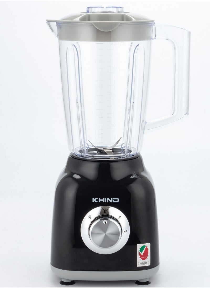 KHIND Blender BL 1542 ، كامل مع دورق سعة 1.5 لتر وراحة 2 من إعدادات السرعة. بالإضافة إلى ذلك ، يأتي مزودًا بوعاء طاحونة جاف سعة 0.6 لتر يسمح لك بطحن المكونات السوداء بسهولة.