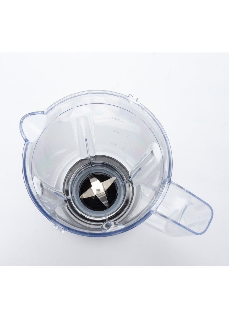 KHIND Blender BL 1542 ، كامل مع دورق سعة 1.5 لتر وراحة 2 من إعدادات السرعة. بالإضافة إلى ذلك ، يأتي مزودًا بوعاء طاحونة جاف سعة 0.6 لتر يسمح لك بطحن المكونات السوداء بسهولة.