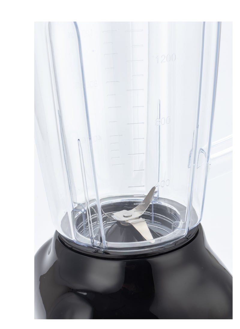 KHIND Blender BL 1542 ، كامل مع دورق سعة 1.5 لتر وراحة 2 من إعدادات السرعة. بالإضافة إلى ذلك ، يأتي مزودًا بوعاء طاحونة جاف سعة 0.6 لتر يسمح لك بطحن المكونات السوداء بسهولة.