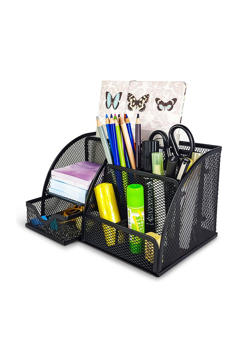 Kidepoch Pencil Holder for Desk, Metal Mesh Stationary Desktop Organizer, Strong Pen Holder Pencil Holder for School, Office and Home Desktop Accessories storage (Black)  - Image 1
