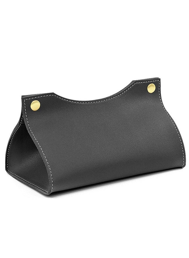 Tissue Dispenser Box Cover Holder Leather Napkin Organizer for Bathroom, Kitchen and Office Room Black - Image 1
