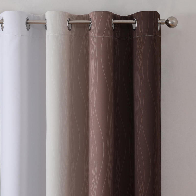 Estelar Textiler Brown and Greyish White Blackout Curtains 72 Inch Length 2 Panels Set  Full Room Darkening Grommet Ombre Curtains for Bedroom  Thermal Insulated Light Blocking Gradient Drapes 52Wx72L - Image 4
