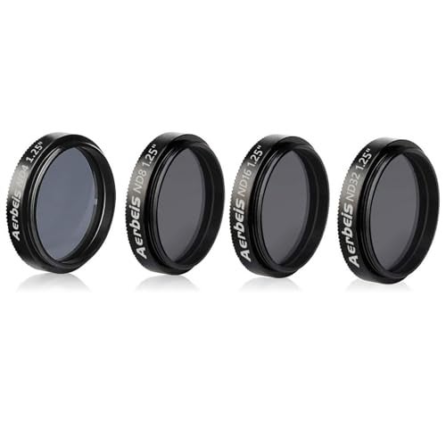 Aerbeis 1.25 Inch Moon Filter for Telescope, Neutral Density Filter Kit ND4 ND8 ND16 ND32, Reduces Moon Glare and Enhances Lunar Crater Details,Prevent Image Overexposure, 1.25" Telescope Eyepieces Accessory - Image 2