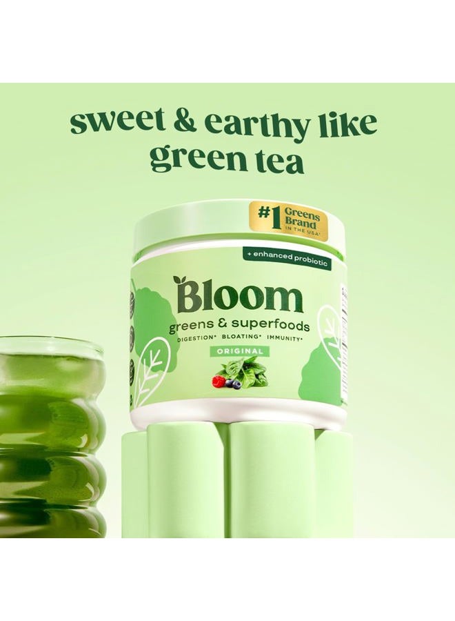 Bloom Nutrition Superfood Greens Powder, Digestive Enzymes with Probiotics and Prebiotics, Gut Health, Bloating Relief for Women, Chlorella, Green Juice Mix with Beet Root Powder, 30 SVG, Original - Image 2