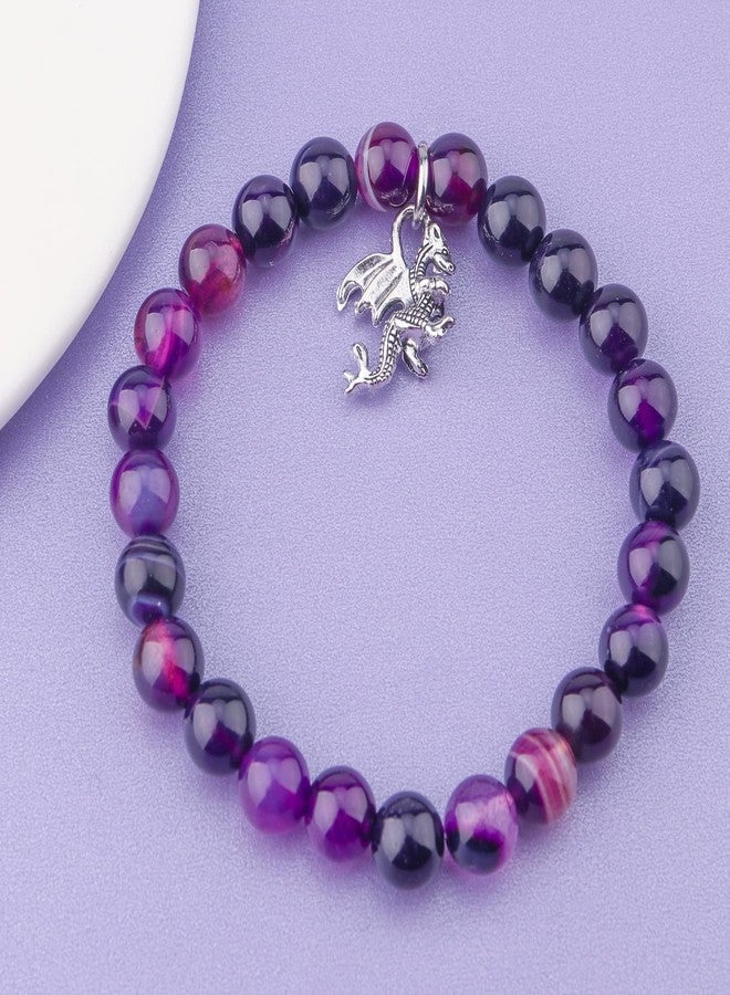 PARTNER Dragon Bracelet - Dragon Lover Jewelry Inspiration Gift for Friend (Amethyst Beads) - Image 4