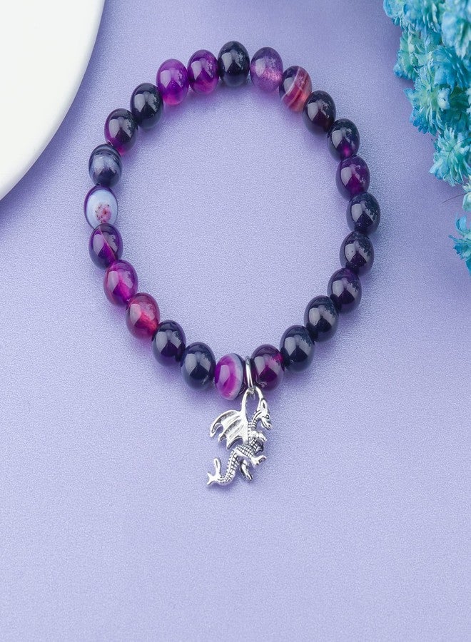 PARTNER Dragon Bracelet - Dragon Lover Jewelry Inspiration Gift for Friend (Amethyst Beads) - Image 5