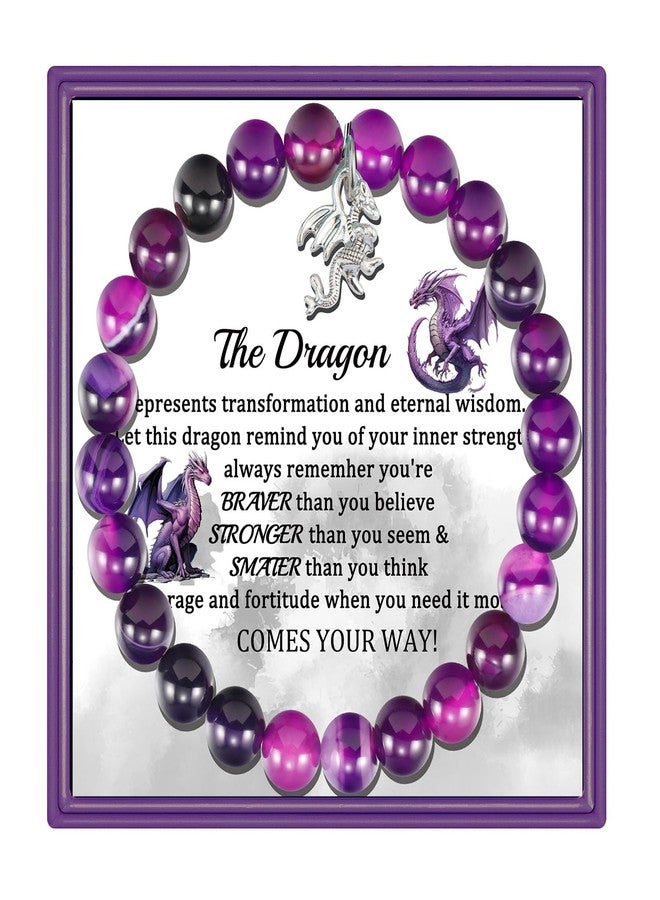 PARTNER Dragon Bracelet - Dragon Lover Jewelry Inspiration Gift for Friend (Amethyst Beads) - Image 1