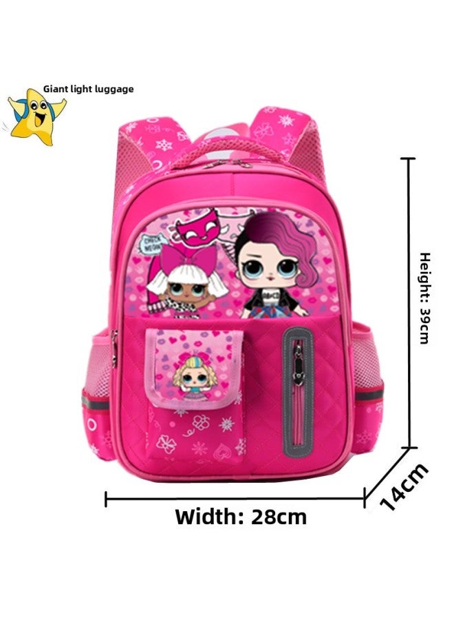 Cartoon Kids Backpacks For Boys Girls Primary School Students Grades 1-3 Lightweight Children's Book Bags-Color:828 J-X Rose Red - Image 1