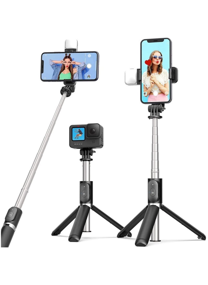 ELTRAZONE - Bluetooth Extendable Selfie Stick with Led Light Wireless Remote and Tripod Stand 104cm for All iPhone and Android Smartphone - Image 1