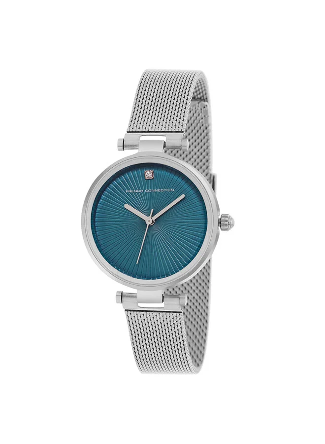 فرنش كونكشن 32.5mm Women's Quartz Watch with Sky Blue Dial