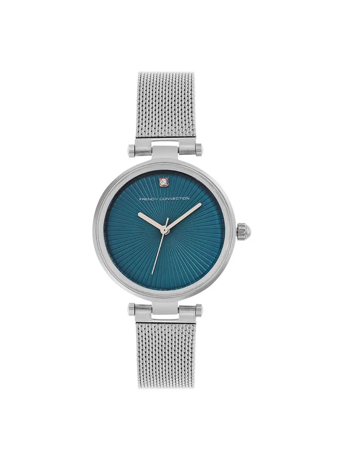 فرنش كونكشن 32.5mm Women's Quartz Watch with Sky Blue Dial