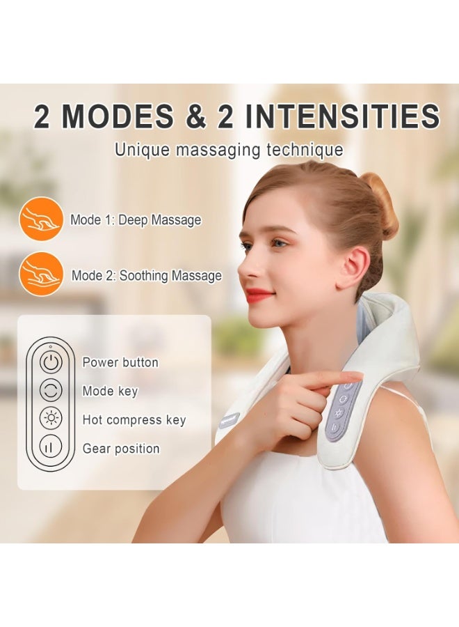 Neck and Shoulder Massager with Heat – 3D Shiatsu Deep Tissue Kneading – 2 Massage Modes – Electric Back & Shoulder Massager for Muscle Relaxation - Image 3