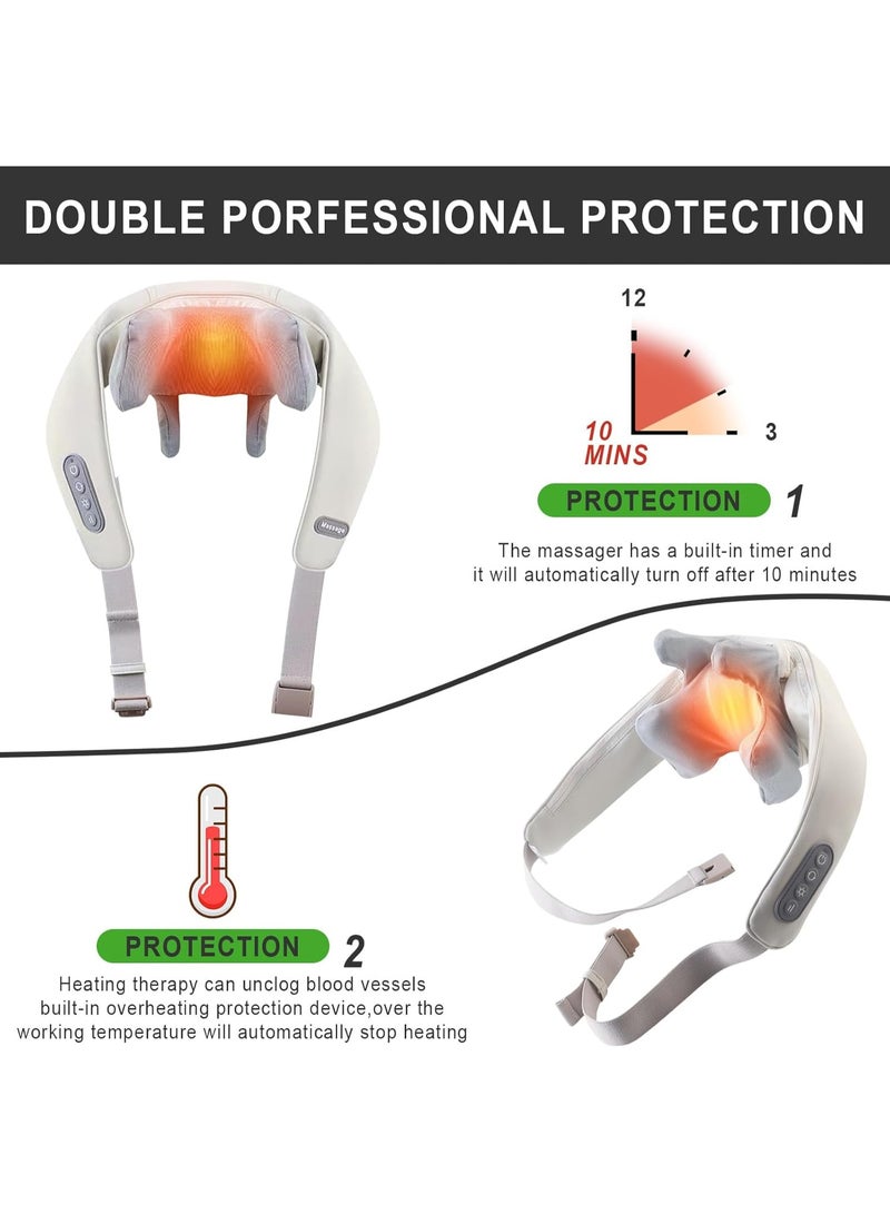 Neck and Shoulder Massager with Heat – 3D Shiatsu Deep Tissue Kneading – 2 Massage Modes – Electric Back & Shoulder Massager for Muscle Relaxation - Image 5