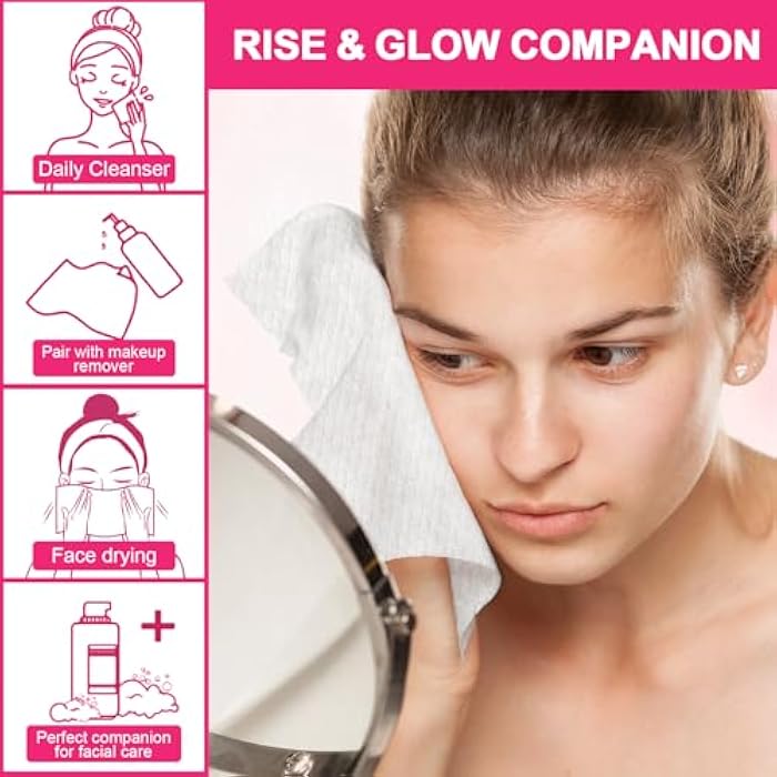 FACEMADE 60 Count Disposable Face Towels, 100% USDA Biobased Face Towelettes Disposable, Clean Facial Towels for Makeup and Clean Skin, Super Soft and Thick Dry Wipes Club - Image 5