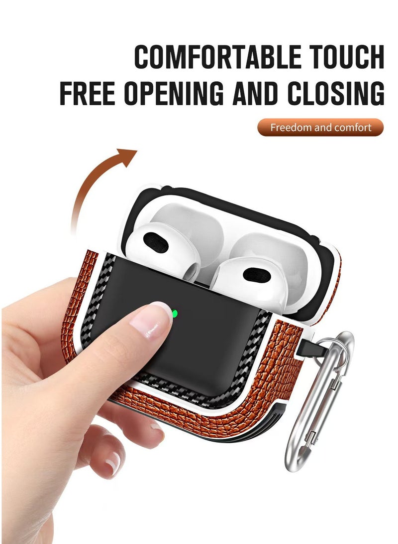 Universal fourth generation headphone hard shell, shockproof headphone cover, lychee patterned shell with lock buckle, brown - Image 2