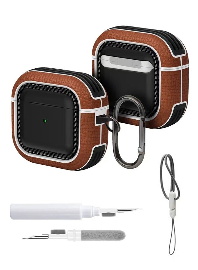 Universal fourth generation headphone hard shell, shockproof headphone cover, lychee patterned shell with lock buckle, brown - Image 1