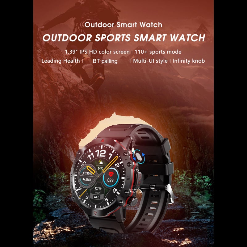 D12 Smart Bracelet Sports Watch 1.39-Inch IPS FullTouch Screen Fitness Tracker IP67 Waterproof  BT Call Blood Oxygen/Sleep/Heart Rate/Blood Pressure Monitor Multiple Sports Mode - Image 2